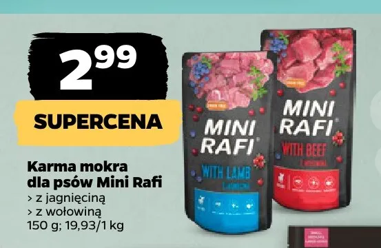 Karma mokra dla psów Mini Rafi z jagnięciną promocja w Netto