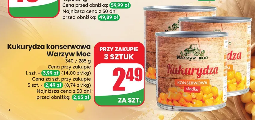 Kukurydza konserwowa Warzyw Moc promocja w Dino