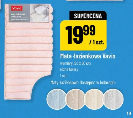 Mata łazienkowa Vavio 50x50 cm promocja w POLOmarket