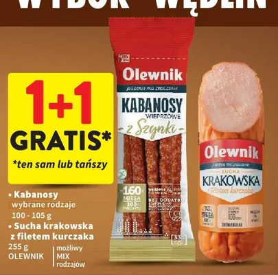 Kabanosy i Sucha krakowska OLEWNIK promocja w Intermarche
