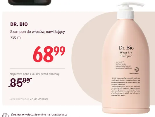 Szampon do włosów nawilżający Dr. Bio promocja w Rossmann