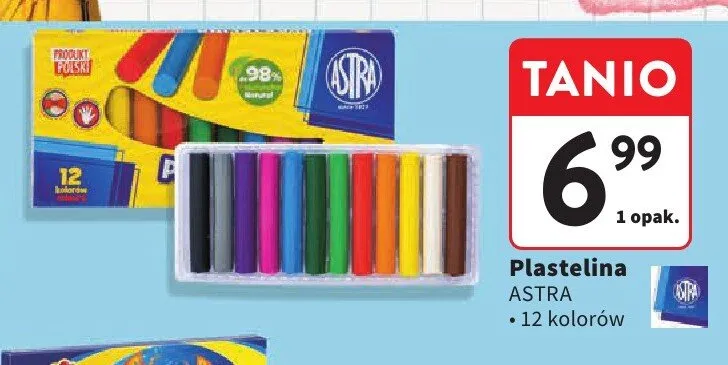 Plastelina Astra 12 kolorów promocja w Intermarche