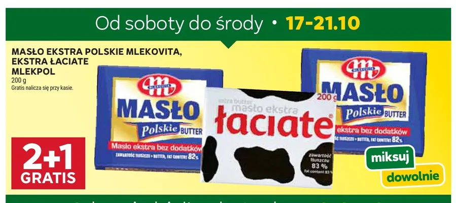 Masło ekstra Łaciate Mlekpol promocja w Stokrotka