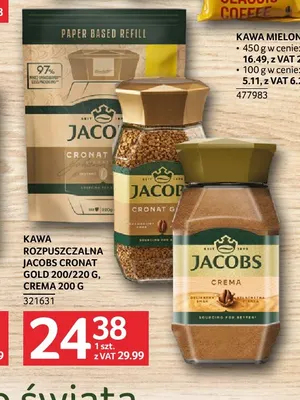 Kawa rozpuszczalna Jacobs Cronat Gold promocja w Selgros