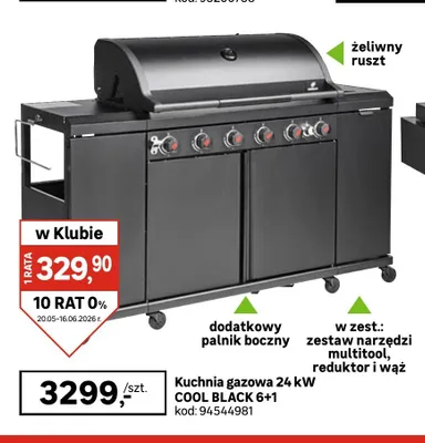 Kuchnia gazowa 24kW COOL BLACK 6+1 promocja w Leroy Merlin
