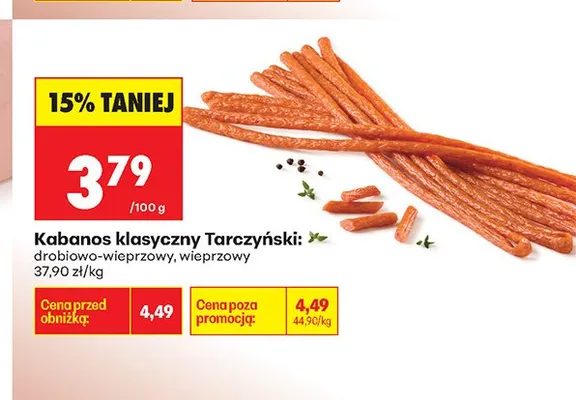 Kabanos klasyczny Tarczyński drobiowo-wieprzowy promocja w Biedronka