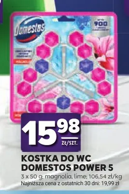 Kostka do WC Domestos Power 5 3-pak promocja w Stokrotka
