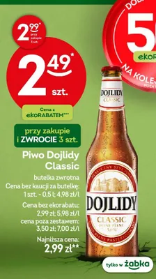 Piwo dojlidy classic butelka zwrotna promocja w Żabka