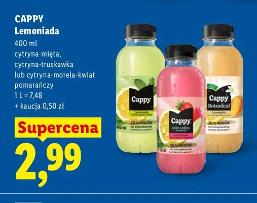 Lemoniada Cappy cytryna-truskawka promocja w Lidl