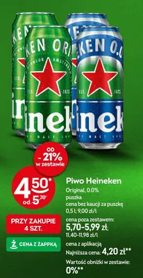 Piwo Heineken 0.0% puszka promocja w Żabka