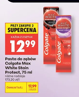 Pasta do zębów Colgate Max White Stain Protect promocja w Biedronka