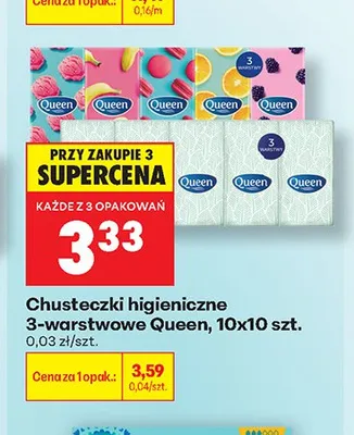 Chusteczki higieniczne 3-warstwowe Queen promocja w Biedronka