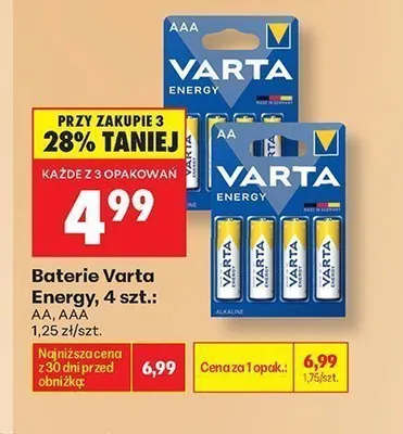 Baterie Varta Energy AAA 4-pak promocja w Biedronka