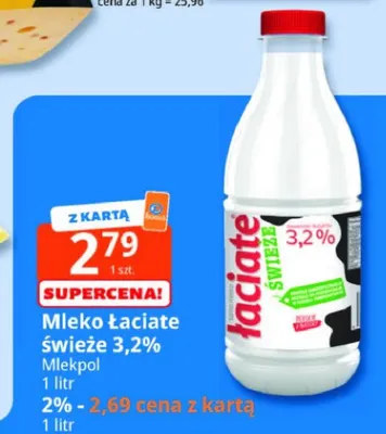 Mleko Łaciate świeże 3,2% promocja w Leclerc