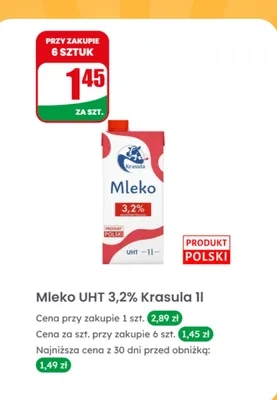 Mleko UHT 3,2% promocja w Dino