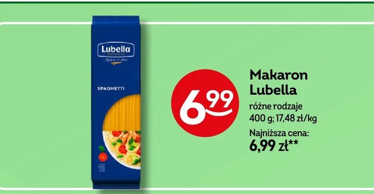 Makaron Lubella różne rodzaje promocja w Żabka