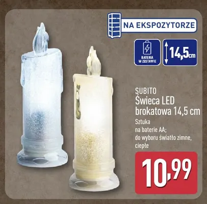 Świeca LED brokatowa 14,5 cm Subito promocja w Aldi