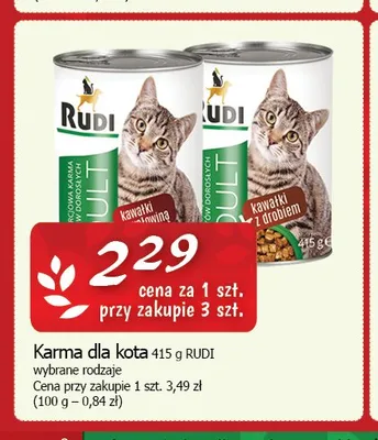 Karma dla kota Rudi kawałki z drobiem promocja w CEZAR Delikatesy