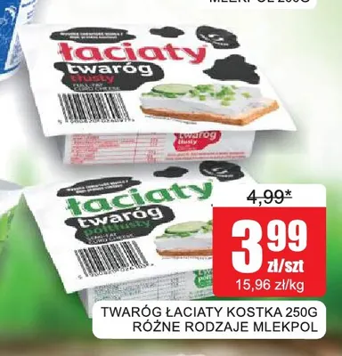 Twaróg Łaciaty kostka Mlekpol promocja w Bingo