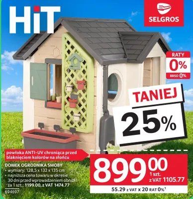 Domek ogrodnika SMOBY promocja w Selgros