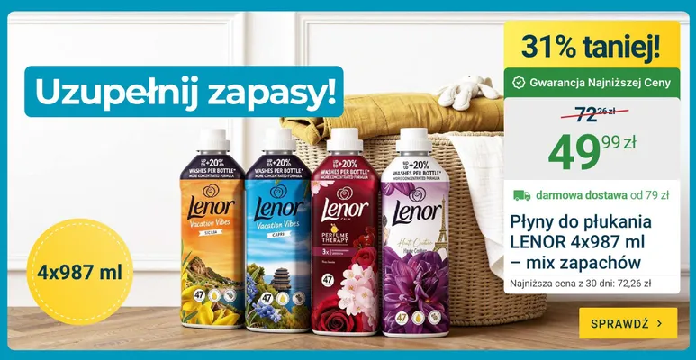 Płyn do płukania Lenor mix zapachów 4-pak promocja w ERLI