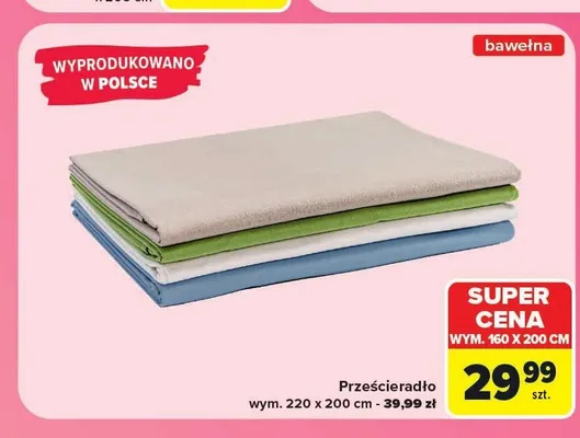 Prześcieradło bawełniane 160x200 cm promocja w Carrefour