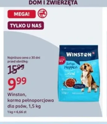 Karma pełnoporcjowa dla psów Winston promocja w Rossmann