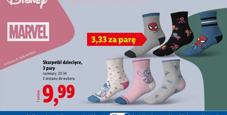 Skarpetki dziecięce Marvel 3-pak promocja w Lidl