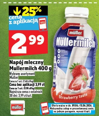 Napój mleczny Mullermilch promocja w TOPAZ