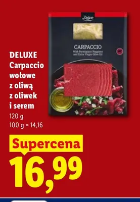 Carpaccio wołowe z oliwą z oliwek i serem Deluxe promocja w Lidl