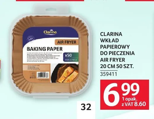 Wkład papierowy do pieczenia Air Fryer Clarina 20cm promocja w Selgros