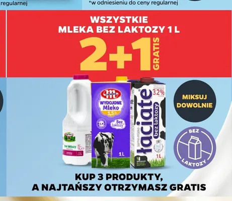 Mleko Wydojone bez laktozy Mlekovita 1,5% promocja w Netto