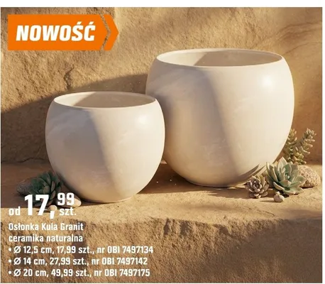 Doniczka Kula Granit ceramika naturalna promocja w OBI