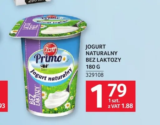 Jogurt naturalny bez laktozy Primo Zott promocja w Selgros