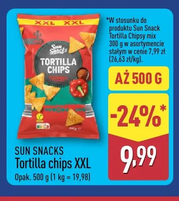 Tortilla chips XXL Sun Snacks promocja w Aldi