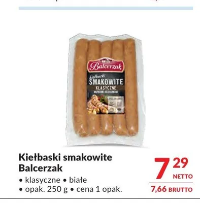 Kiełbaski smakowite białe Balcerzak promocja w Makro