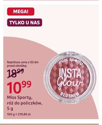 Róż do policzków Miss Sporty Insta Glow promocja w Rossmann