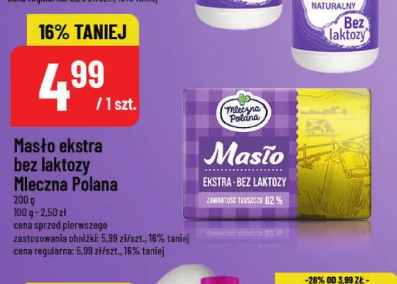 Masło ekstra bez laktozy Mleczna Polana promocja w POLOmarket