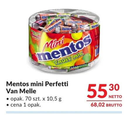 Drażetki Mentos mini Perfetti Van Melle 70-pak promocja w Makro