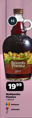 Wino czerwone Mołdawska Piwnica Merlot półsłodkie Mołdawia promocja w Netto