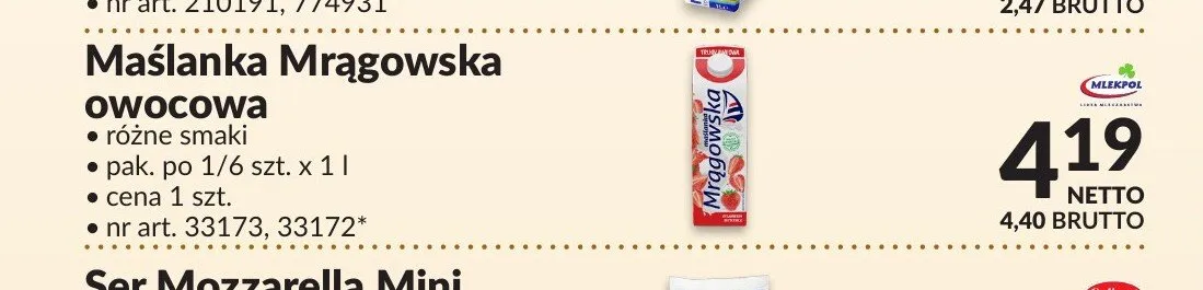 Maślanka Mrągowska owocowa promocja w Makro