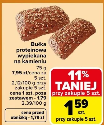 Bułka proteinowa wypiekana na kamieniu promocja w Carrefour