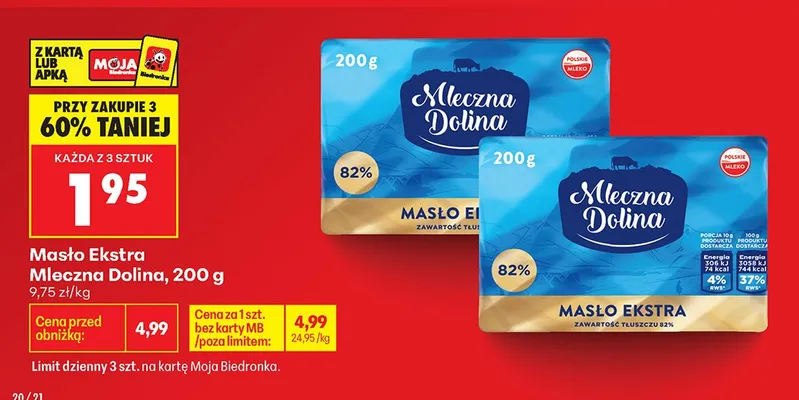 Masło Ekstra Mleczna Dolina promocja w Biedronka