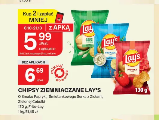Chipsy ziemniaczane Lay's o smaku zielonej cebulki promocja w Chorten