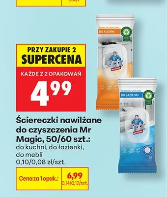 Ściereczki nawilżane do czyszczenia Mr Magic Do Mebli promocja w Biedronka