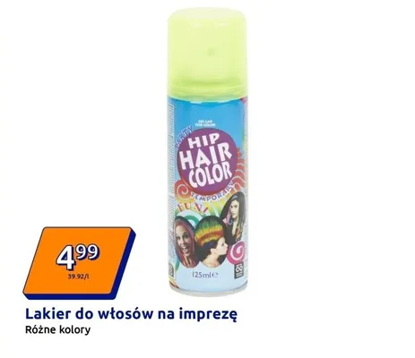 Lakier do włosów na imprezę Hip Hair Color różne kolory promocja w Action