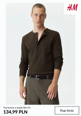 Top henley w prążki Slim Fit H&M promocja w H&M