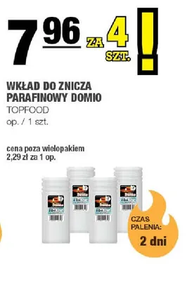 Wkład do znicza parafinowy Domio 4-pak promocja w SPAR
