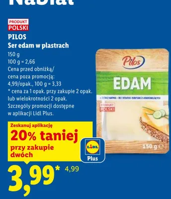 Ser edam w plastrach promocja w Lidl