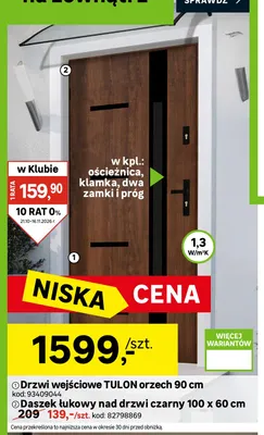 Drzwi wejściowe Tulon orzech 90 cm promocja w Leroy Merlin